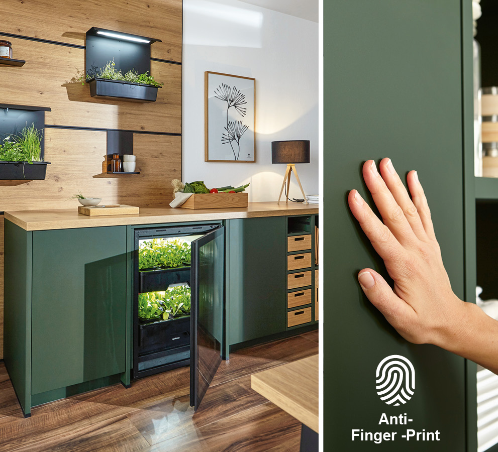 Grüne Küchenfronten Anti Finger Print